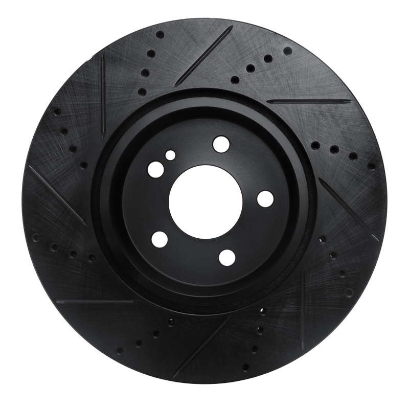 Mercedes-Benz GLC350e Brake Rotor (1) - Rear Right - R1 Concepts - Drilled & Slotted - Black - `16-`23